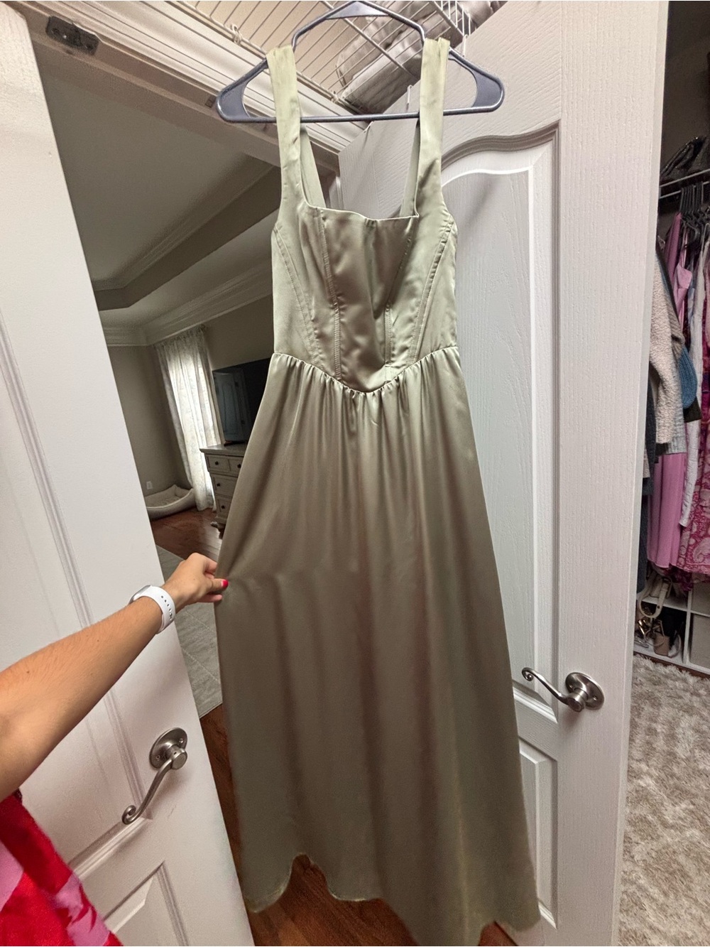 Show Me Your MuMu Satin Olive Green Wedding Dress